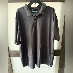 PGA Tour Men's Gray Diamond-Pattern Polo Shirt